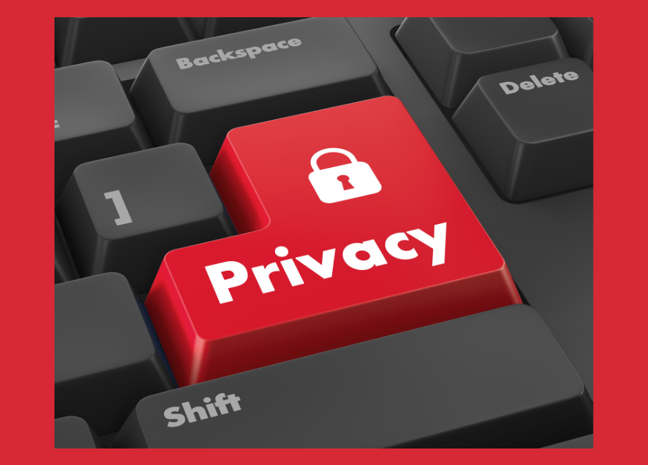 The word Privacy on a keyboard with a red background.